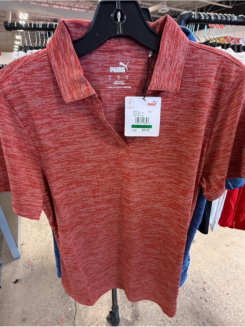 NWT Puma Women’s Size Large Athletic T-Shirt – Red Heather Performance Top